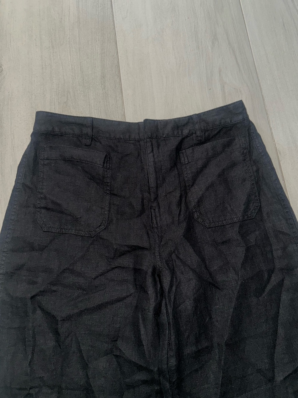 Madewell Patch Pocket Flare Pant 100% Linen Black Size 12P - Picture 4 of 10
